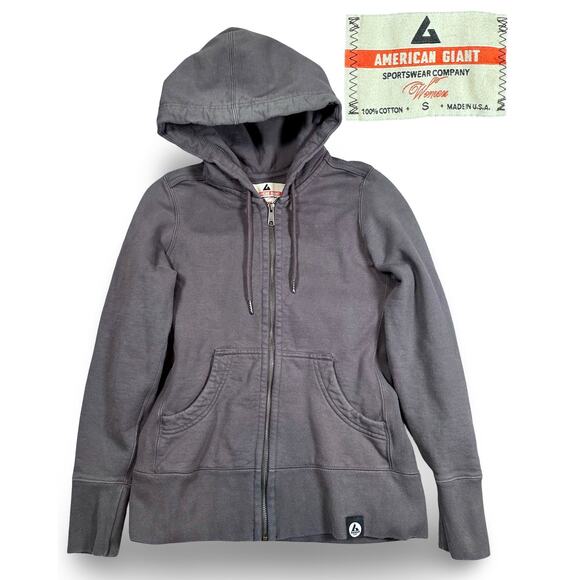 American Giant Classic Full Zip 100% Cotton Hoodie Womens Small Iron Grey U.S.A. - Picture 1 of 11